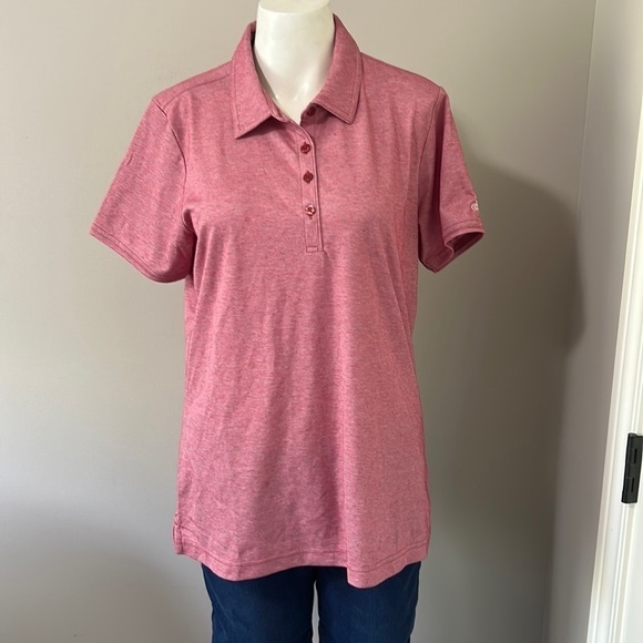 Travis Matthew She Classy Polo Golf Shirt Heather Cardinal Red  Womens L NEW - Picture 1 of 9